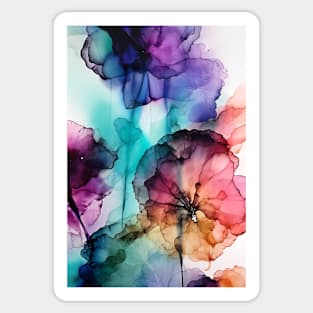 Rainbow Flowers - Abstract Alcohol Ink Art Sticker